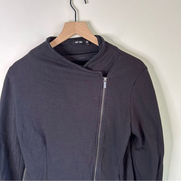 Saint and Sofia Organic Cotton Biker Jacket - Black size 12 - Picture 5 of 16